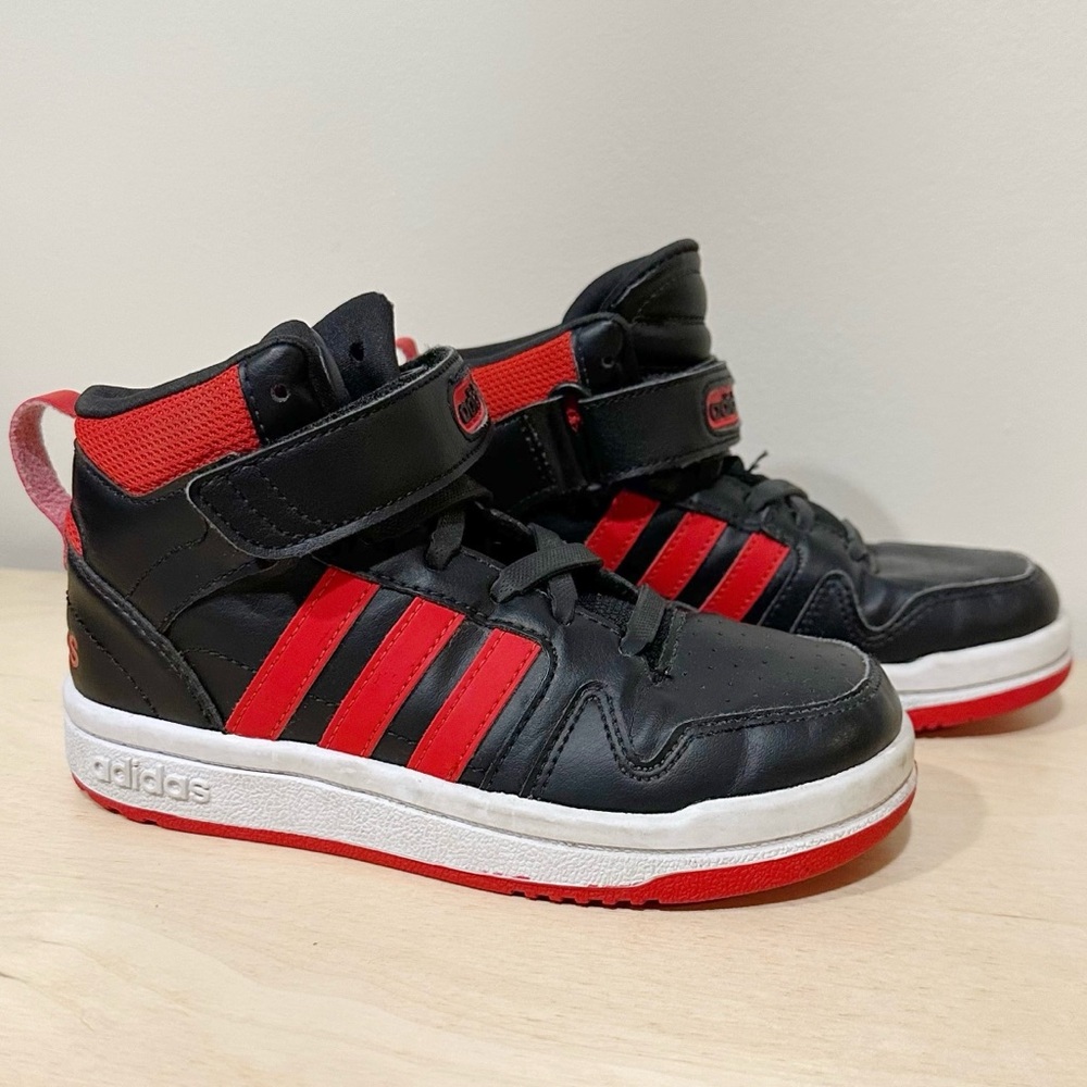 Adidas Kids Size 12 / 12K Postmove Mid J - Black Vivid Red GW0460 Boys Sneakers